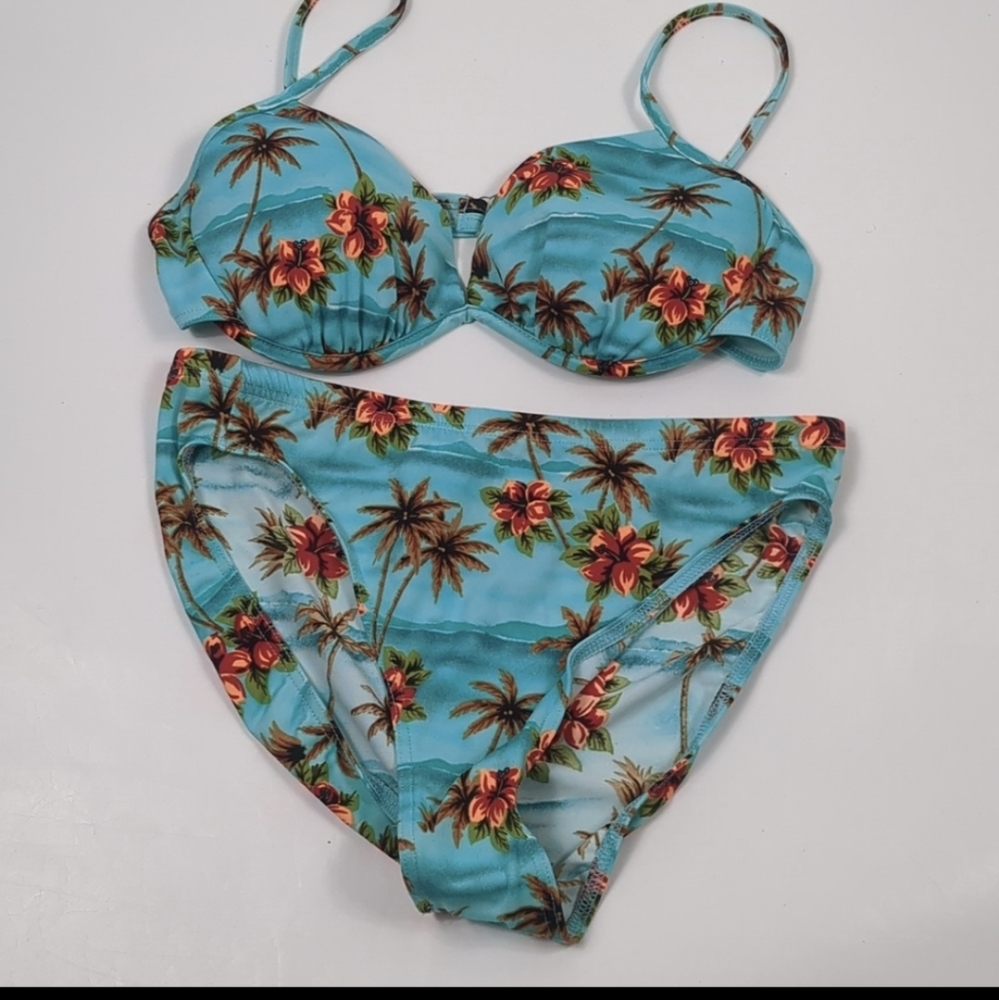 Baltex Tropical Print High Waisted Padded Bikini Size 14